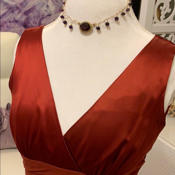 Silk dress rich red (rust) - Picture 2 of 7